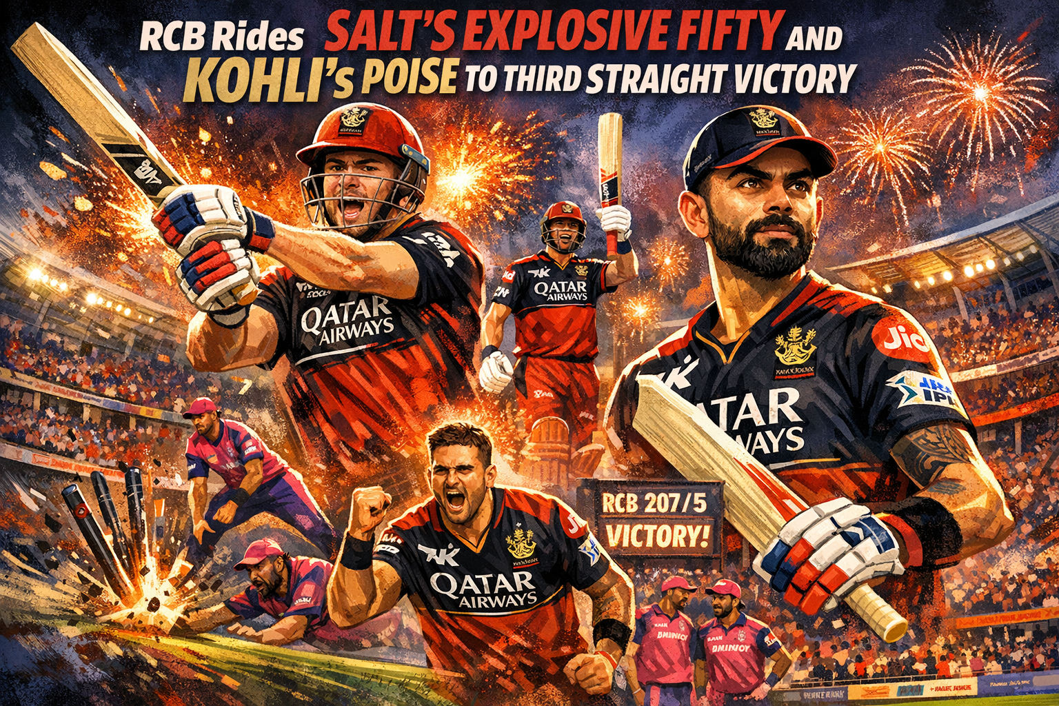 RCB Rides Salt's Explosive Fifty and Kohli's Poise to Third Straight Victory